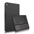 M5 Pro 10.8 inch Bluetooth keyboard case in black or brown with imitation leather frame-type cover and wireless keyboard