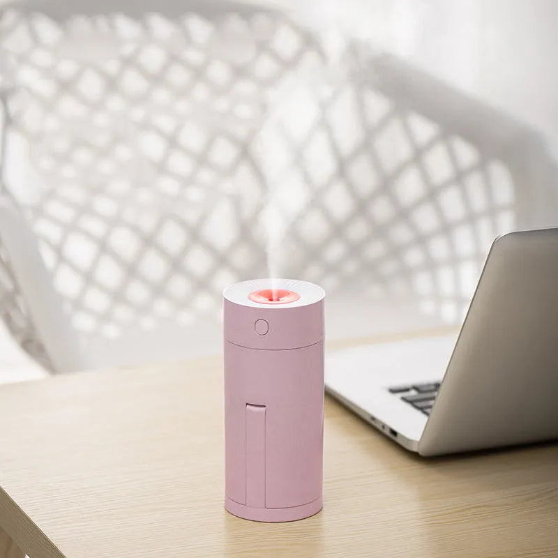 USB folding bracket desktop humidifier in blue colour with 320ml water tank and adjustable bracket