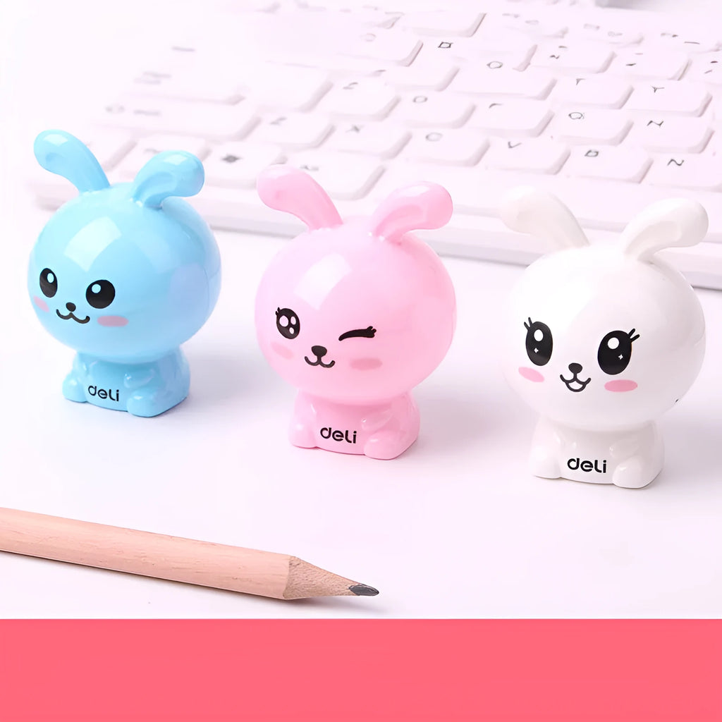 Mini cartoon pencil sharpener with random rabbit design for children