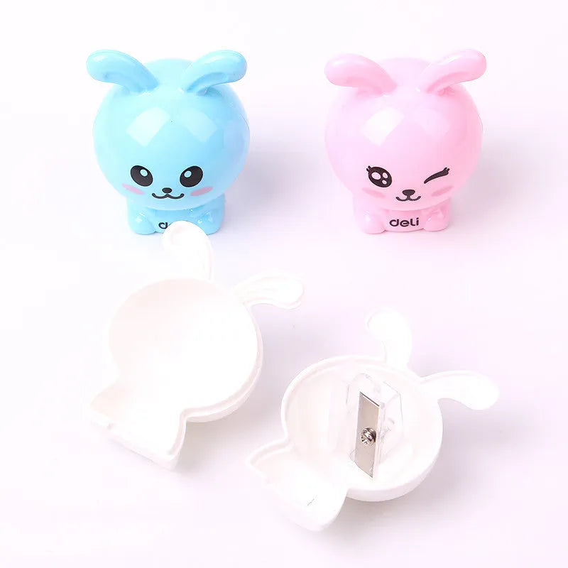 Mini cartoon pencil sharpener with random rabbit design for children