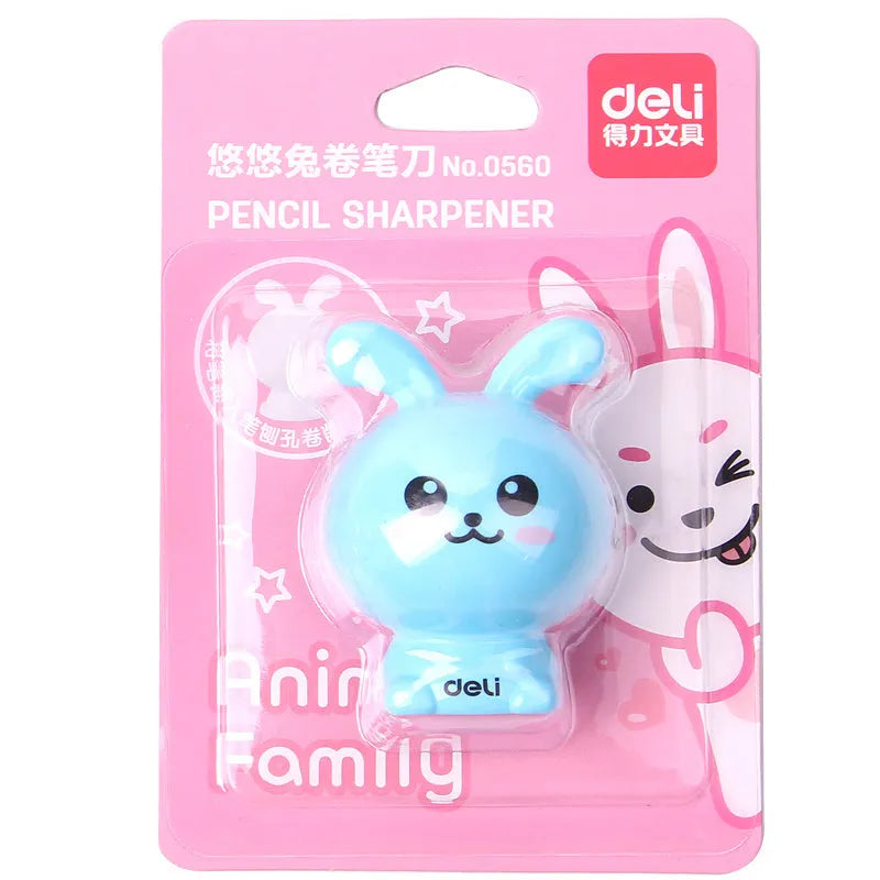 Mini cartoon pencil sharpener with random rabbit design for children