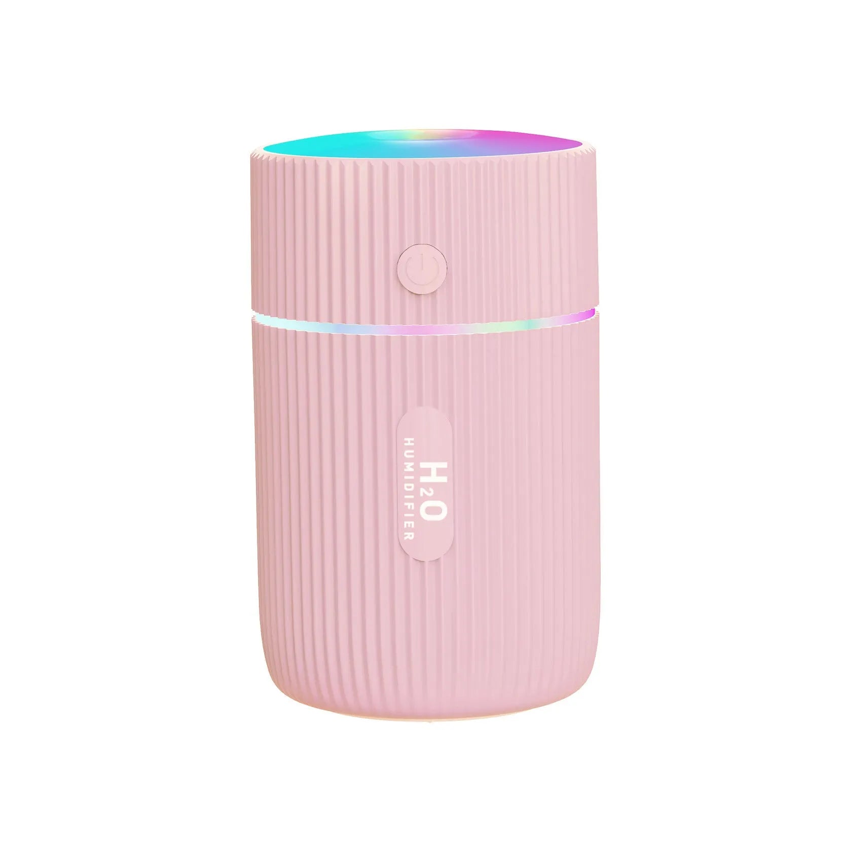 Portable ultrasonic essential oil diffuser humidifier in black, green, pink, or white with USB cable