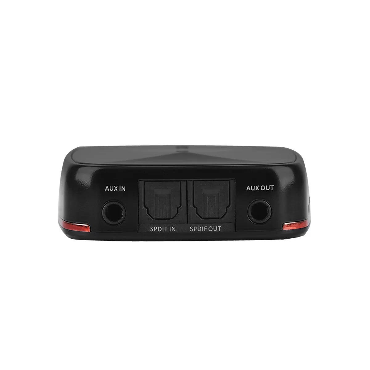 Black Bluetooth 5.0 audio adapter with CSR8675 chip for optical SPDIF and AUX connections.