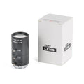 Black 6-60mm manual aperture and focus camera lens with CS mount on a table.