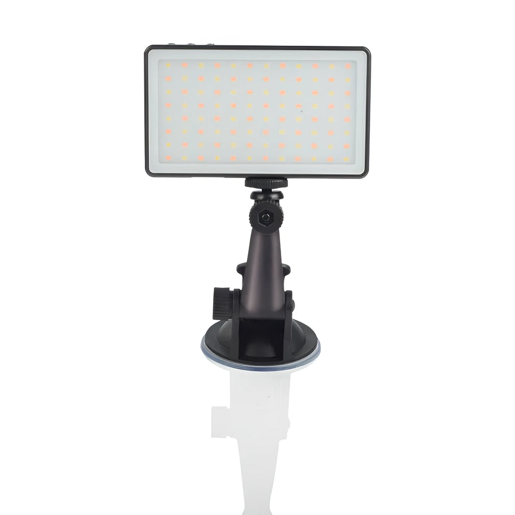 Black aluminium LED video conference light panel with 96 LEDs and a USB-C charging port