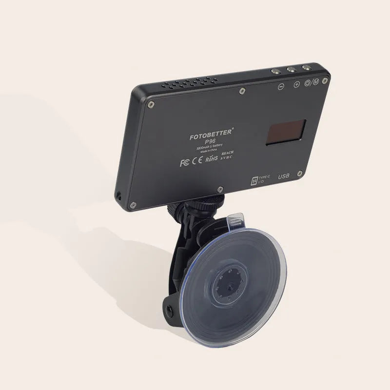 Black aluminium USB-C rechargeable LED ring light for laptop video conferencing with 96 LEDs.