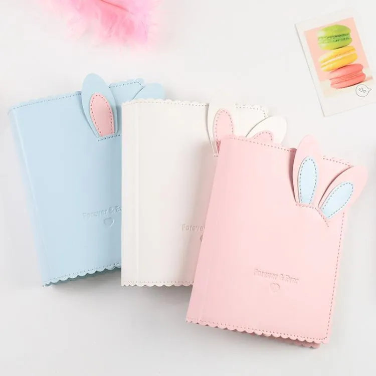 3-inch rabbit style mini photo album with loose-leaf design in blue, pink or white