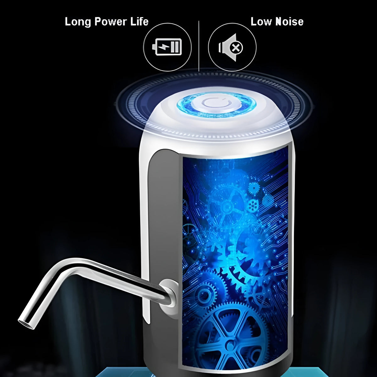 Electric water pump for bottled water, 13x7.5cm, black or white, with USB cable and instruction manual