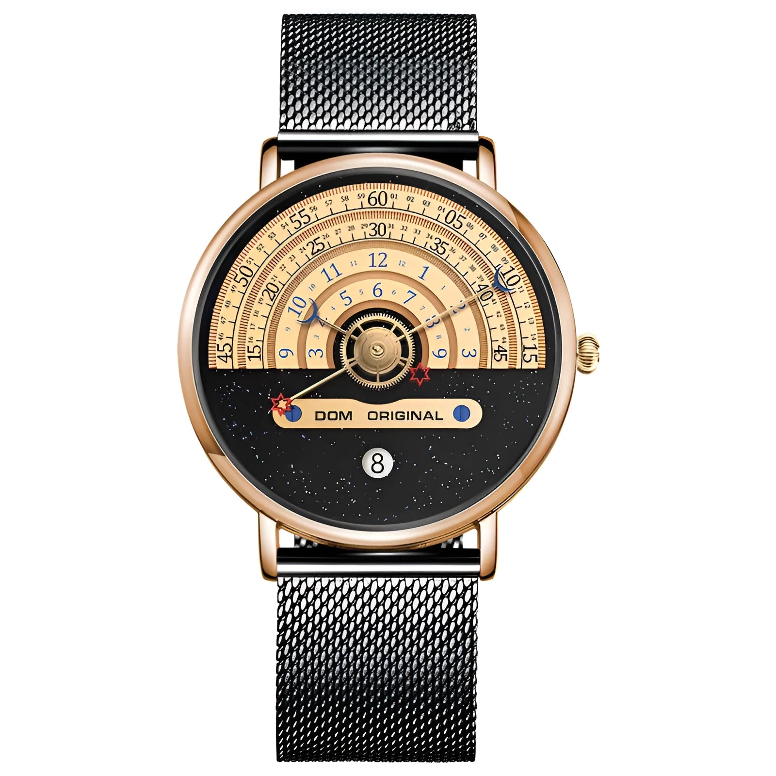 Men's gold and silver 40mm waterproof quartz watch with round dial and sports styling