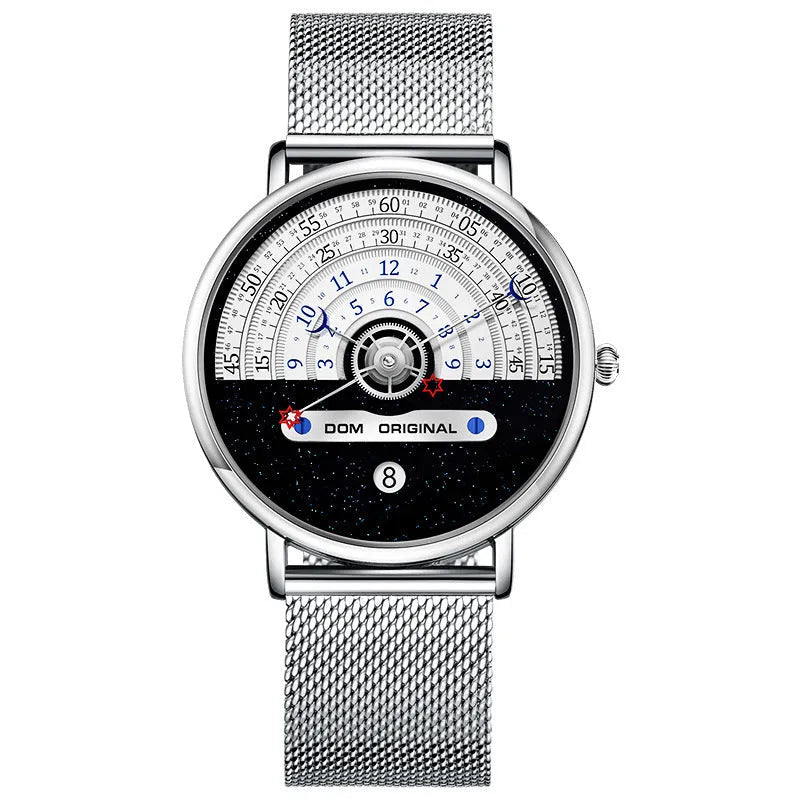 Men's gold and silver 40mm waterproof quartz watch with round dial and sports styling
