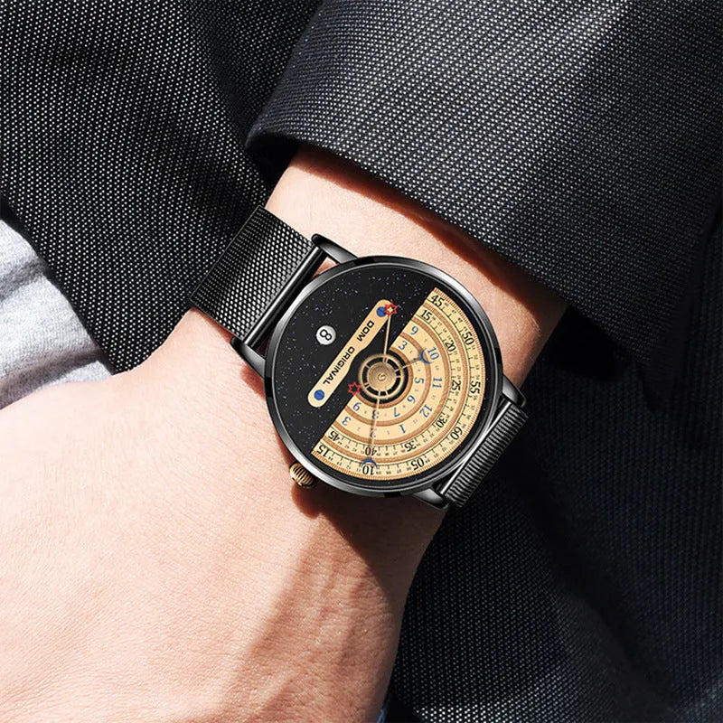 Men's gold and silver 40mm waterproof quartz watch with round dial and sports styling