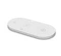 Black and white desktop wireless charger with 15W fast charging and LED indicator