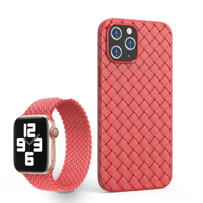 Woven breathable soft TPU phone case for iPhone 12 series in solid colour options