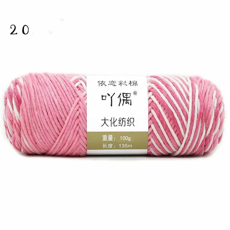 8-strand gradient milk cotton wool yarn ball in medium thick weight for hand knitting scarves, sweaters, coats, and hats