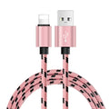 Nylon braided lattice mobile phone data cable in black, gold, grey, red, rose gold or white, Type-C USB iPhone, 0.25M to 3M.