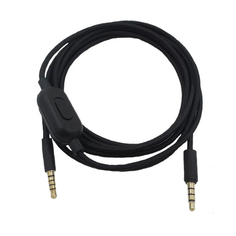 Black universal audio cable with oxygen-free copper construction for game headsets