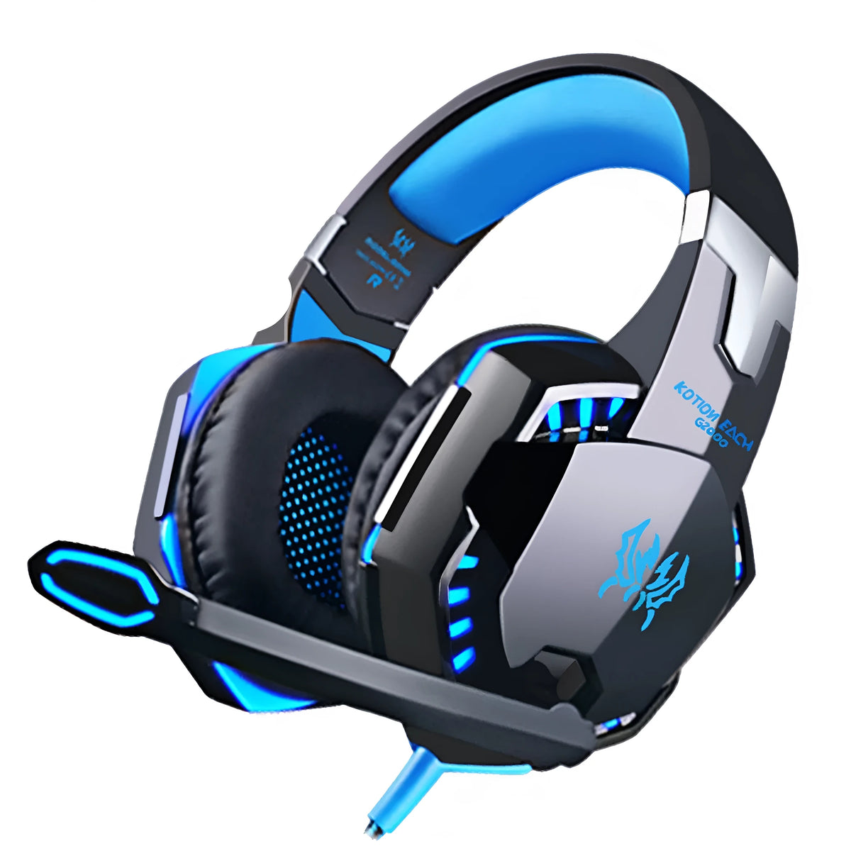Wired head-mounted gaming headset with 3.5mm plug, microphone, heavy bass, black and red colour option