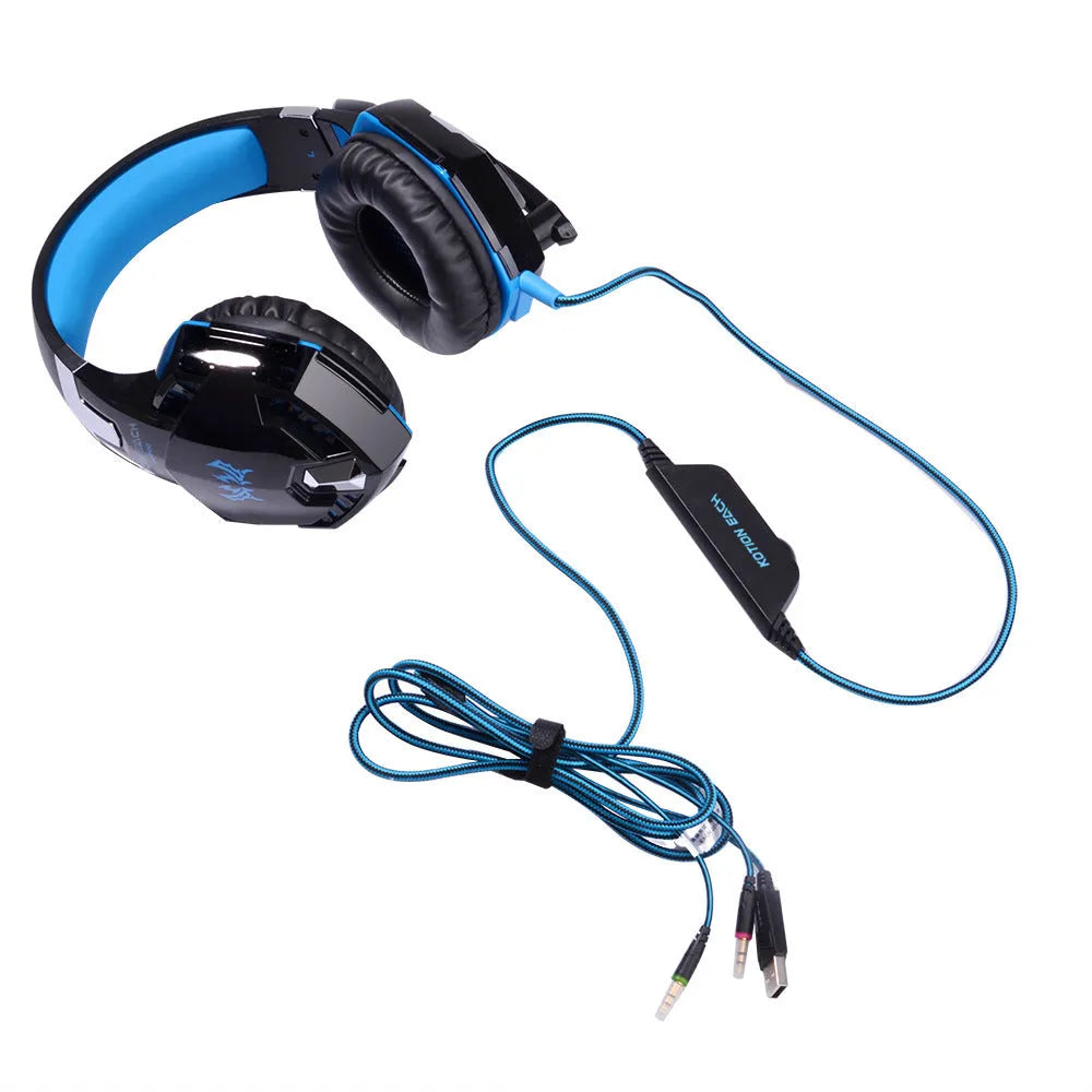 Wired head-mounted gaming headset with 3.5mm plug, microphone, heavy bass, black and red colour option