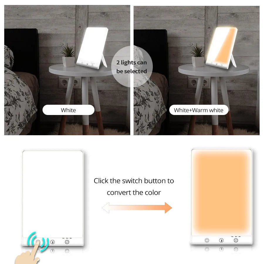Modern simple style SAD light therapy lamp with touch switch and USB power connection