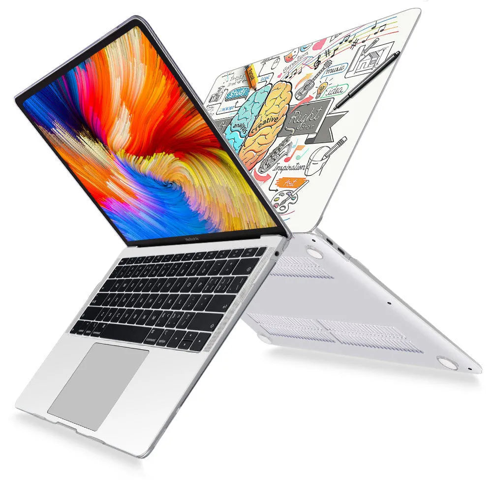 White hard plastic protective shell case for MacBook Air 13, 15, 16 inch and MacBook Pro models.
