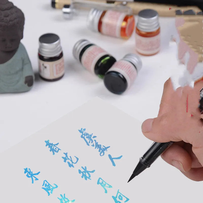 Antique-style solar term gold powder calligraphy ink in 6ml glass bottle with aluminium cap