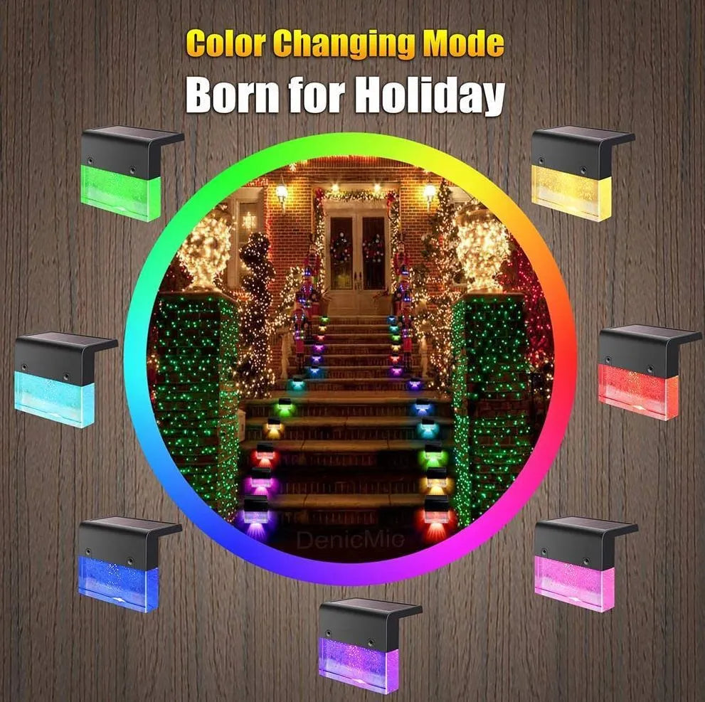 Waterproof RGB LED solar step light with crystal-like amber colour ABS plastic IP65 650 mm for garden path