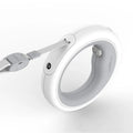 Retractable dog leash in grey with ABS housing and collar clip, shown on a white background