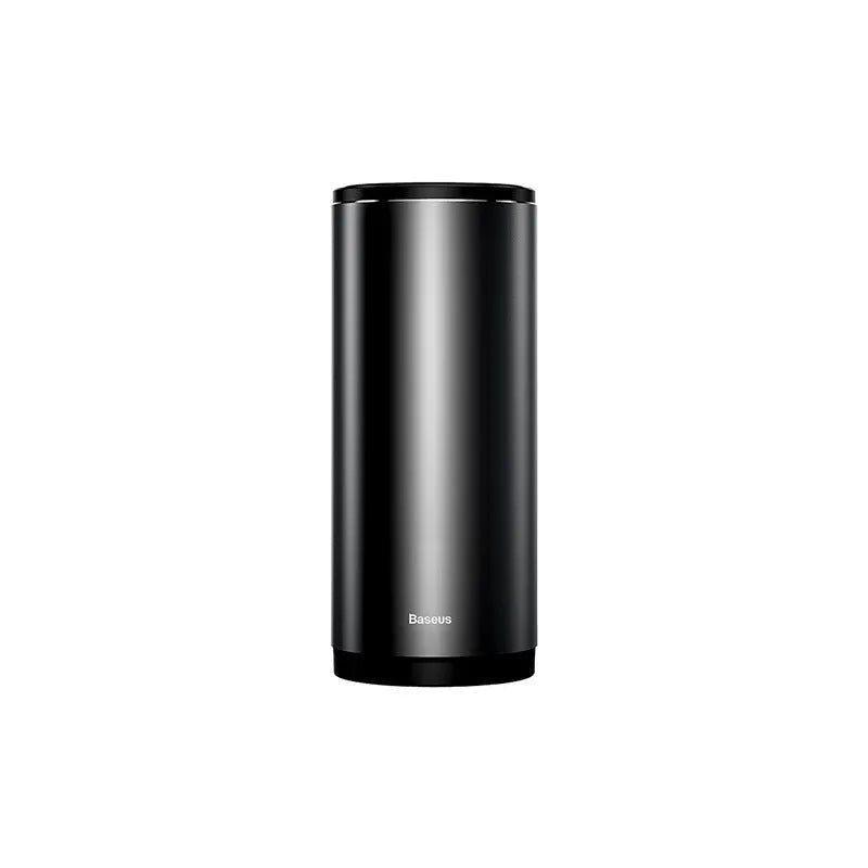 Alloy car trash bin with click-open lid, 500mL capacity, black or space grey, for cup holder or office desk