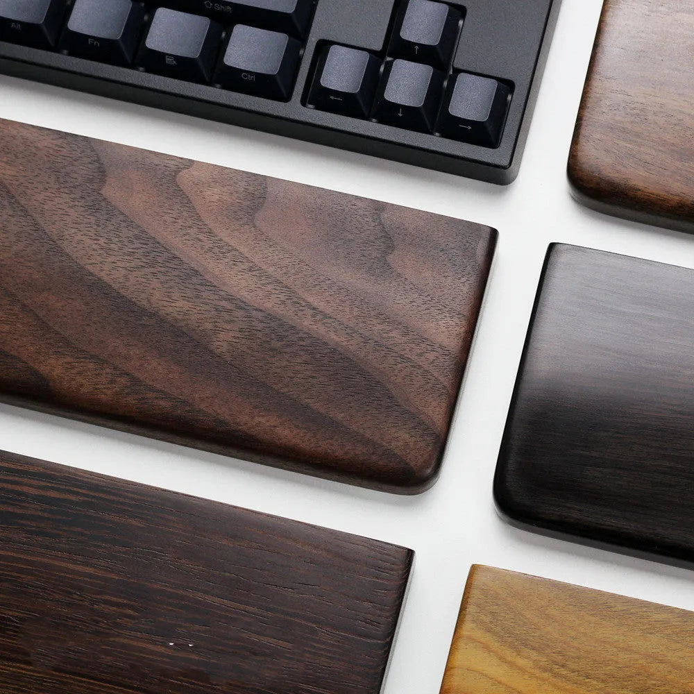 Black walnut wood mechanical keyboard hand rest with calculator mouse pad for 60-key keyboards
