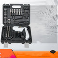 Rechargeable lithium battery screwdriver set with pistol grip and multiple bits for furniture assembly