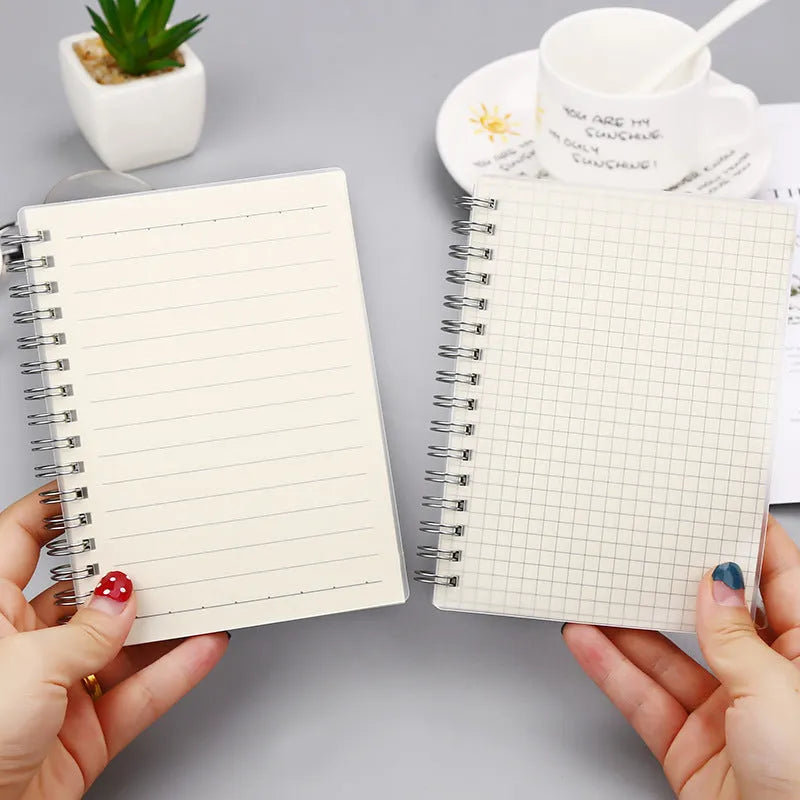 Creative coil notebook showing grid, horizontal line and dot matrix ruling options in A5 and B5 sizes