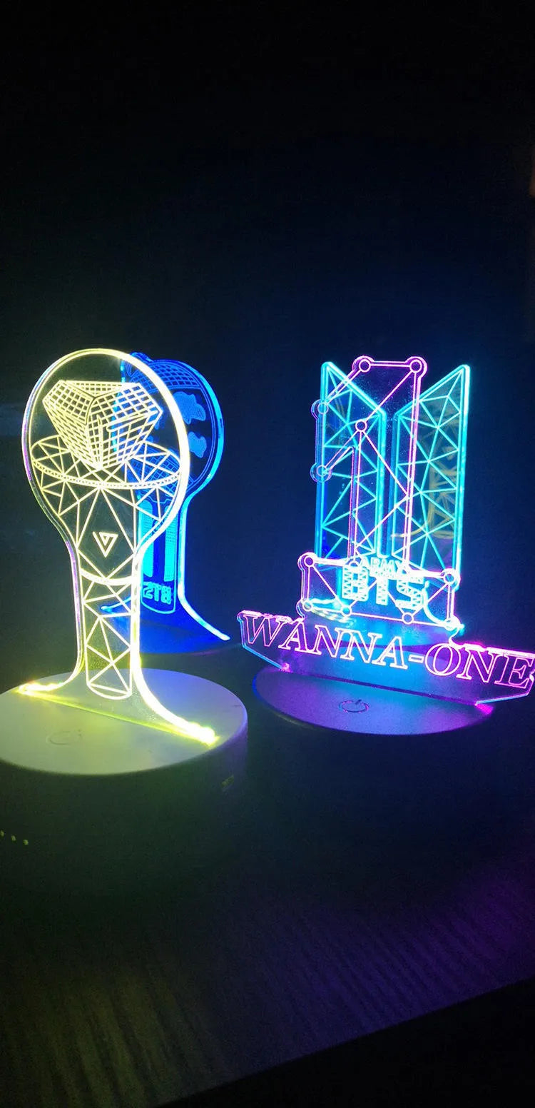 Clear acrylic display stand for a BTS light 101 tower gem collectible model.