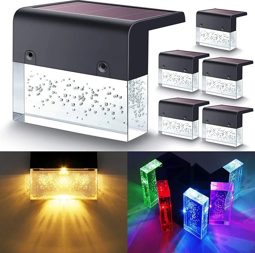 Waterproof RGB LED solar step light with crystal-like amber colour ABS plastic IP65 650 mm for garden path