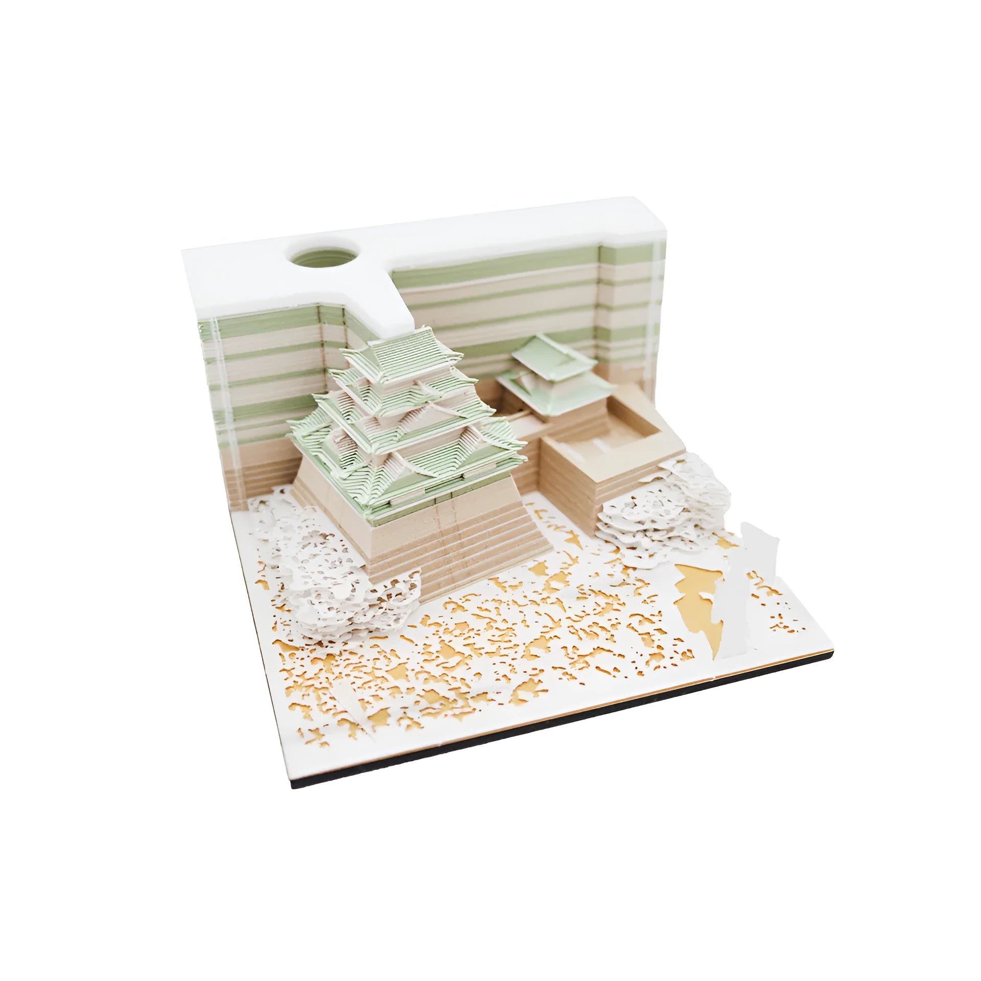 Spirited Away Tianshou Tower 3D architectural paper model in gold, pink or white colour