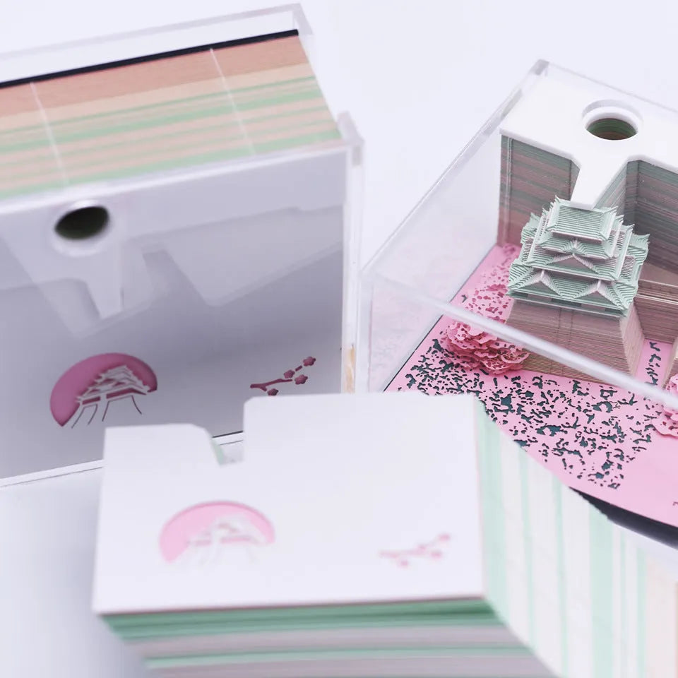 Spirited Away Tianshou Tower 3D architectural paper model in gold, pink or white colour