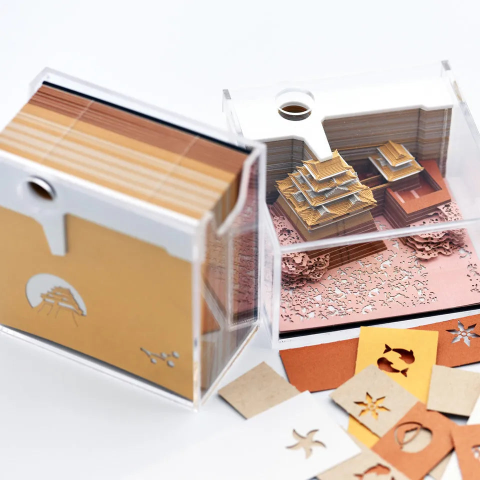 Spirited Away Tianshou Tower 3D architectural paper model in gold, pink or white colour