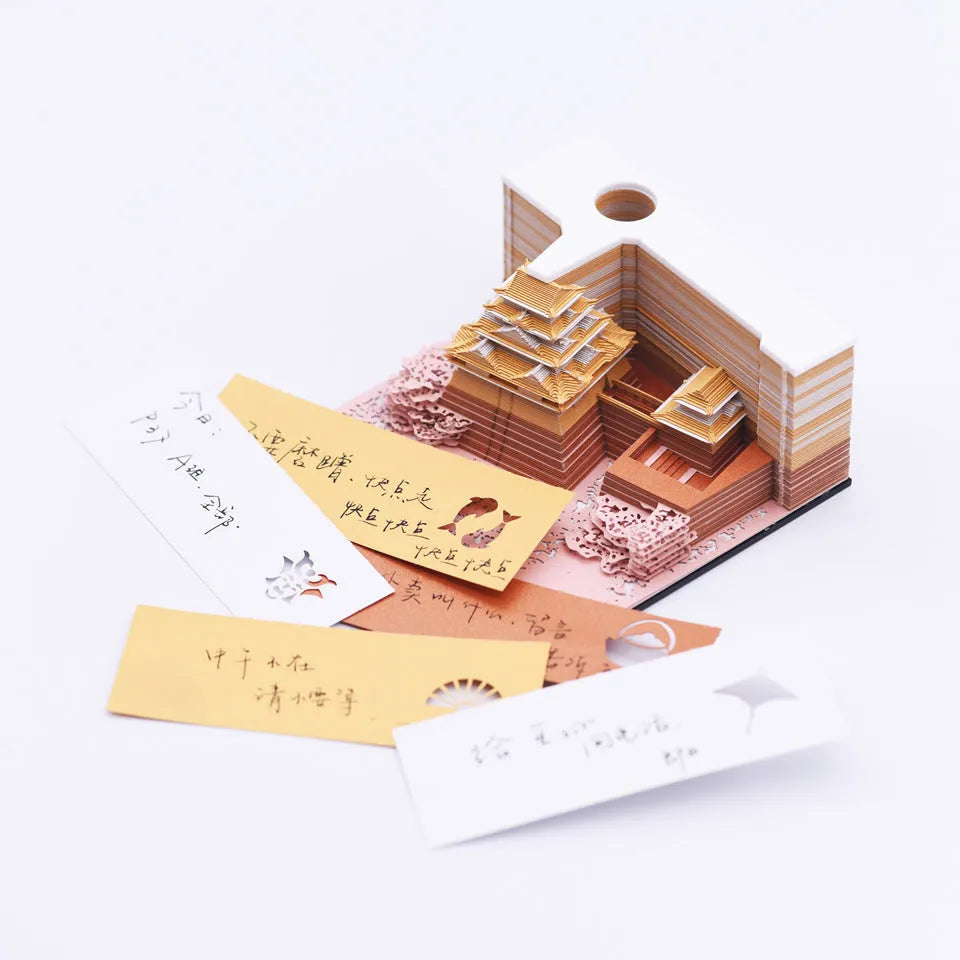 Spirited Away Tianshou Tower 3D architectural paper model in gold, pink or white colour