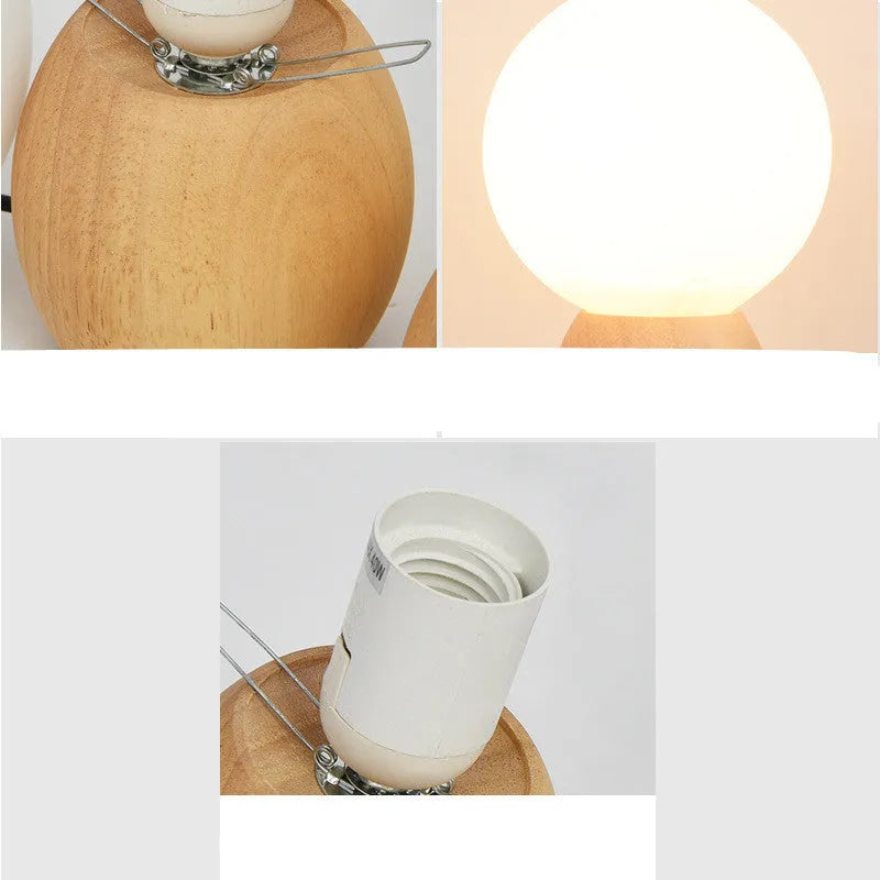 Nordic style glass ball table lamp with large glass shade and LED light source on table