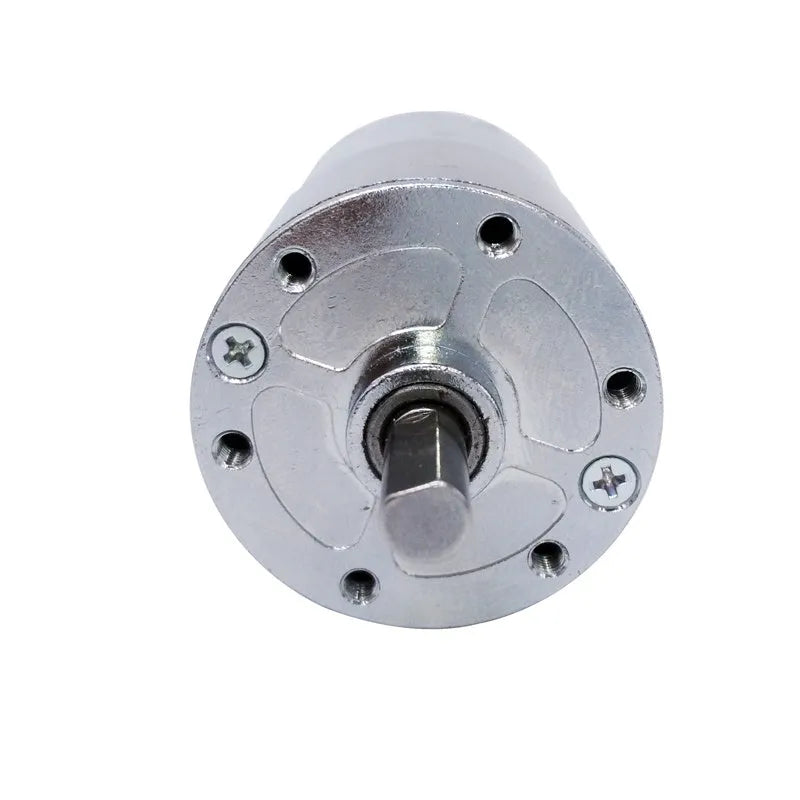 GA37RG series metal DC gear motor with 37mm diameter gearbox and 6mm output shaft.