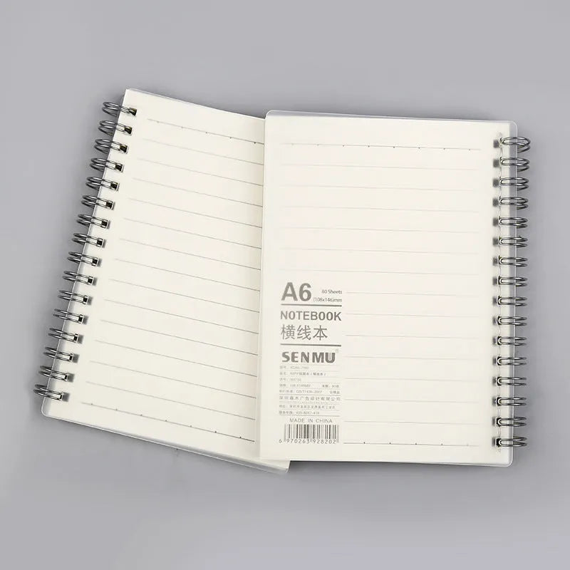 Creative coil notebook showing grid, horizontal line and dot matrix ruling options in A5 and B5 sizes