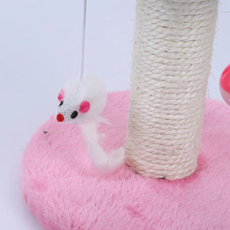 Cat climbing frame in blue with flannel top and sisal scratching sides, 20x20x22cm
