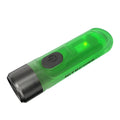 Green Nitecore TIKI USB-C rechargeable mini keychain light with multiple LEDs.