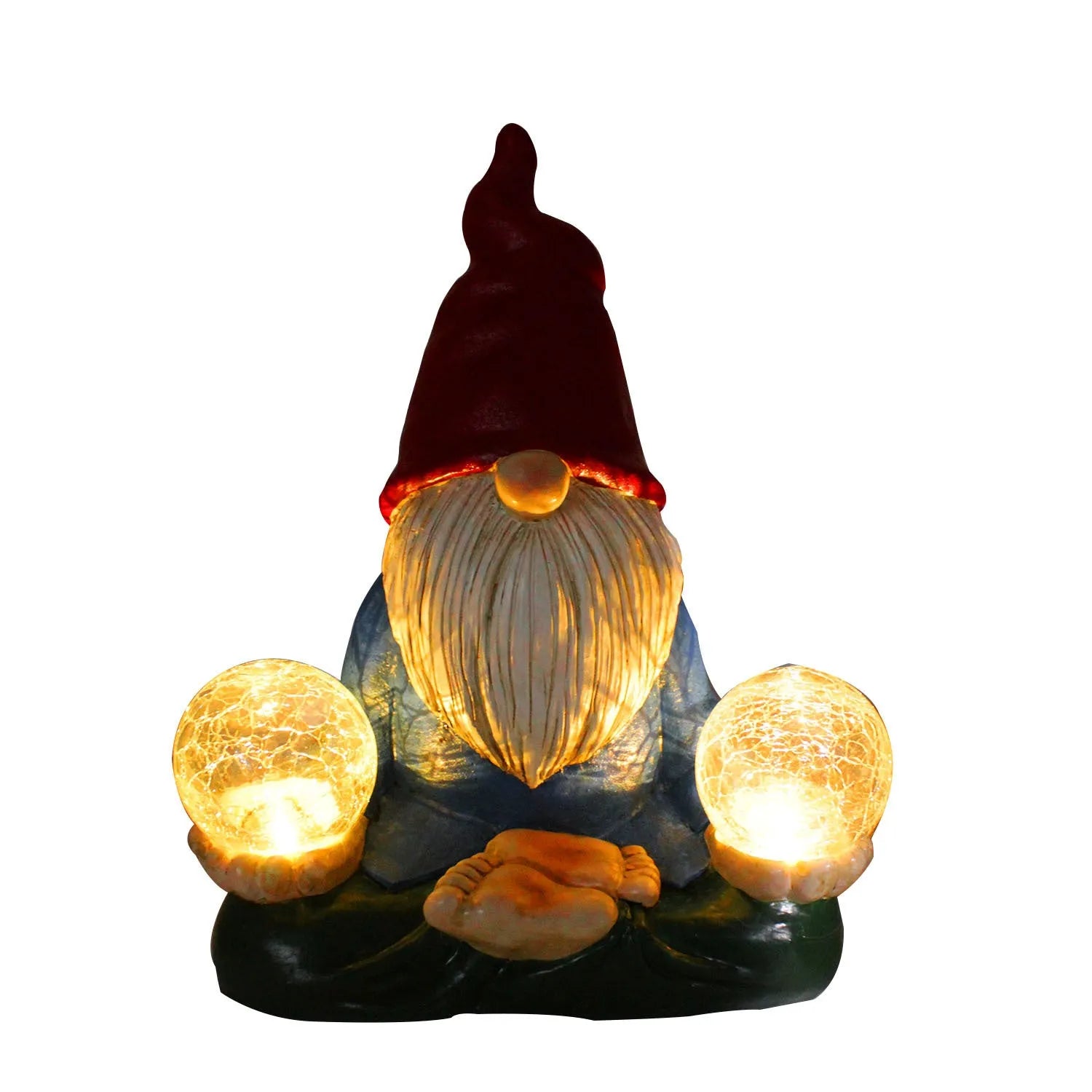 Solar LED resin dwarf doll outdoor statue measuring 27x20cm for garden decoration
