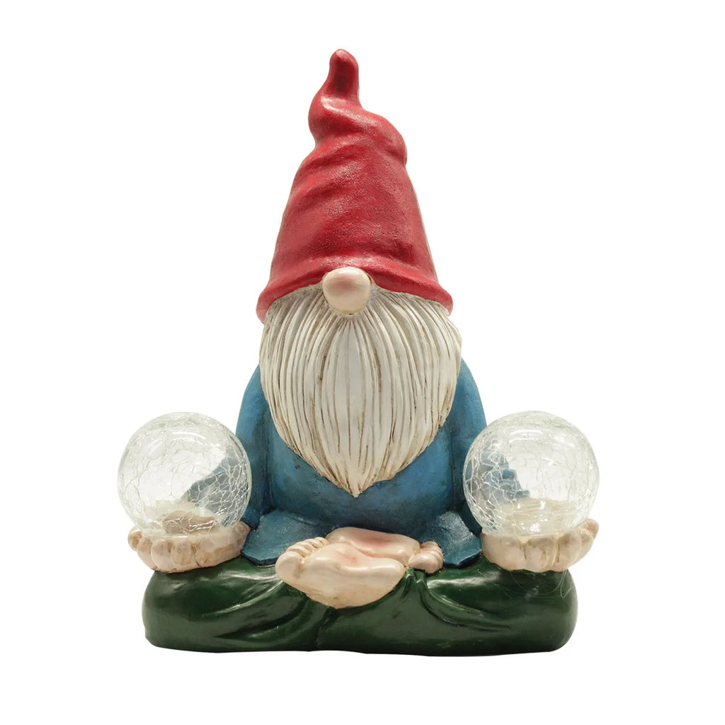 Solar LED resin dwarf doll outdoor statue measuring 27x20cm for garden decoration