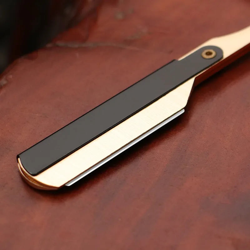 Manual shaver for men's hairdressing and shaving with 100 blades, Honorary Gold finish