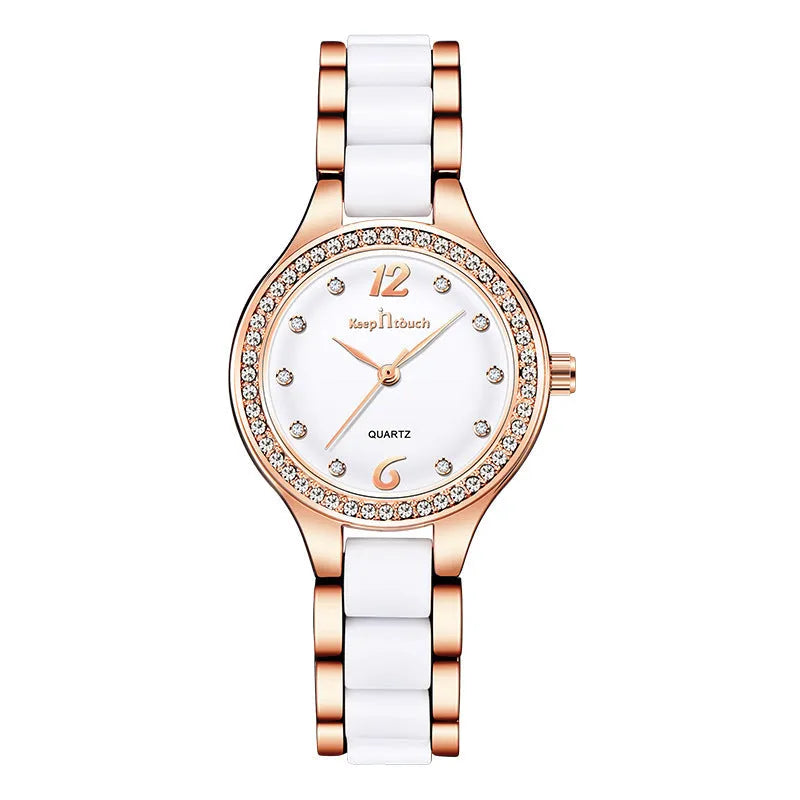 Women Watches Luxury Quartz Female Wrist Watches Fashion Casual Diamond Ladies Watch Gifts For Women Clock With Box Reloj Mujer Alloy Ceramic 28mm Gold Silver 30m Waterproof Mineral Glass