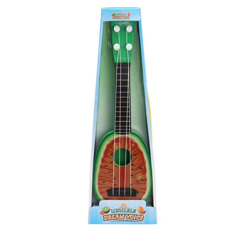 Children's simulation ukulele musical toy with retro guitar styling and safety plastic construction