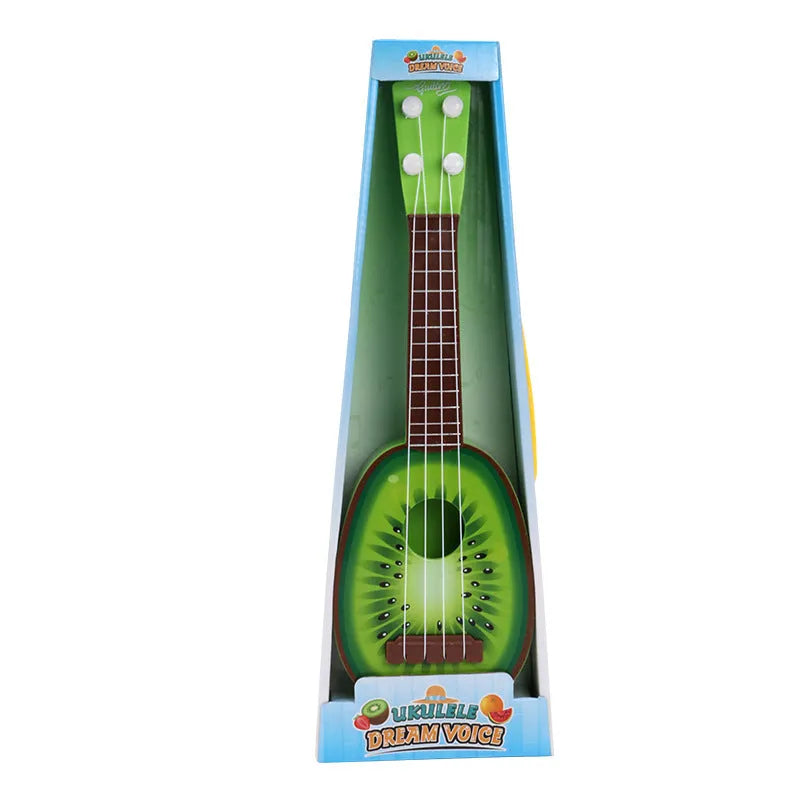 Children's simulation ukulele musical toy with retro guitar styling and safety plastic construction