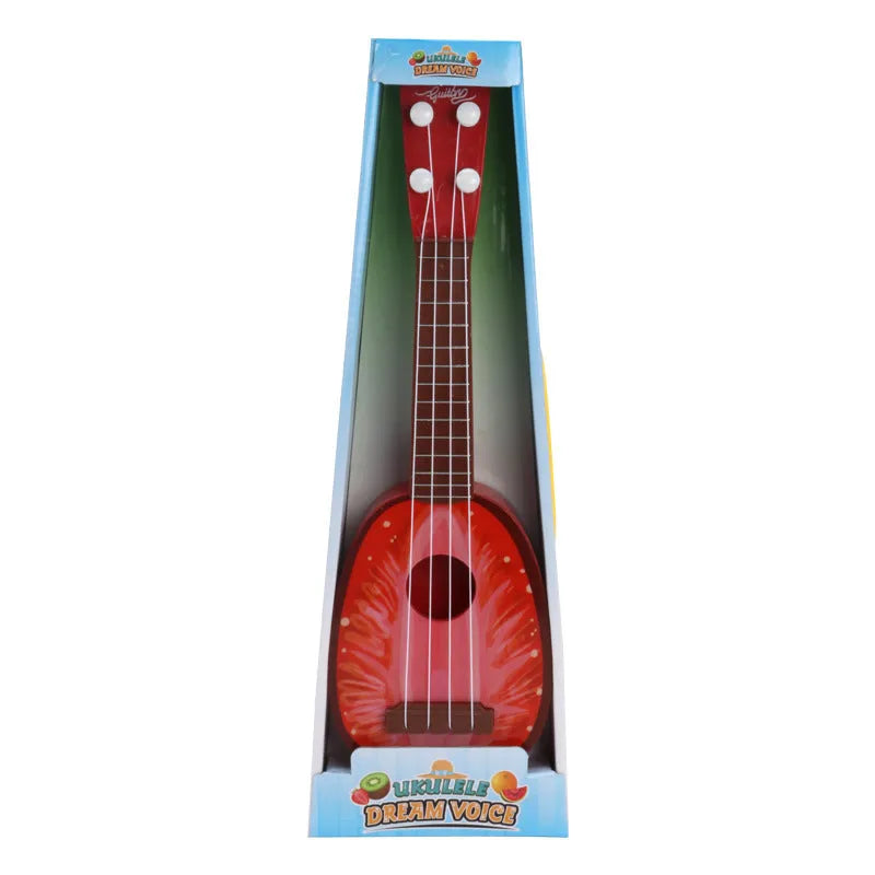 Children's simulation ukulele musical toy with retro guitar styling and safety plastic construction