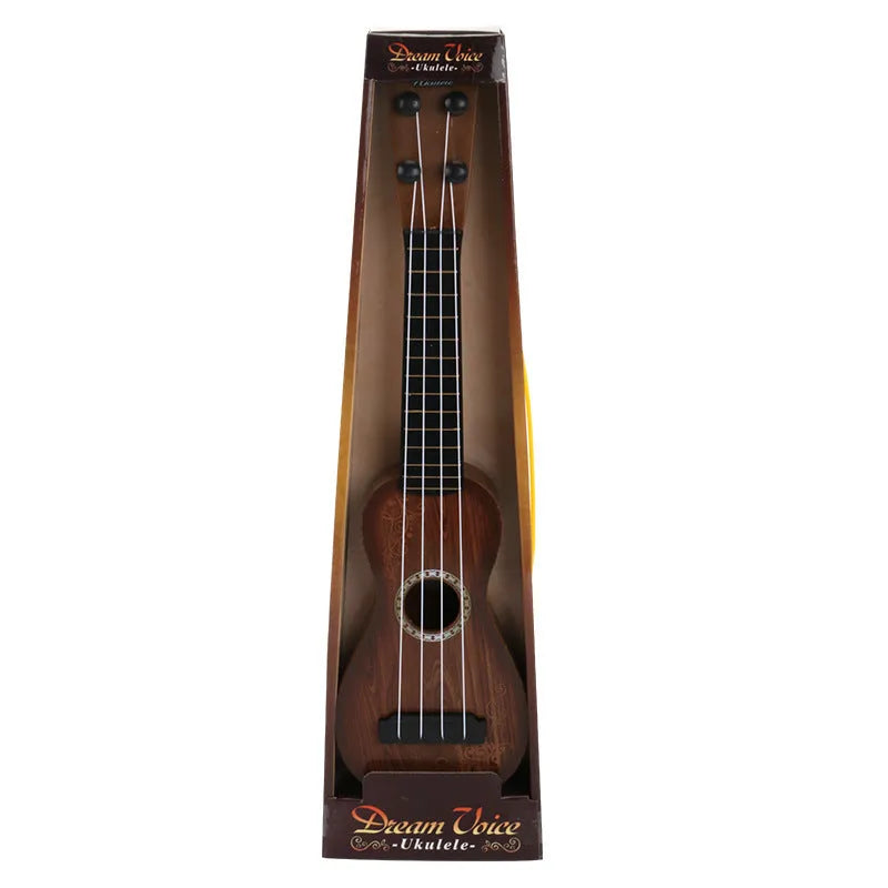 Children's simulation ukulele musical toy with retro guitar styling and safety plastic construction